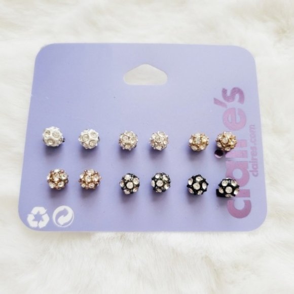 Claire’s NWT Rhinestone Round Earrings Set - Picture 2 of 2